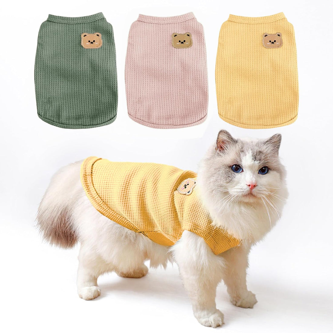 Waffle Knit Cat T Shirt, Puppy Shirt for Sphynx Cats, Pet Clothes