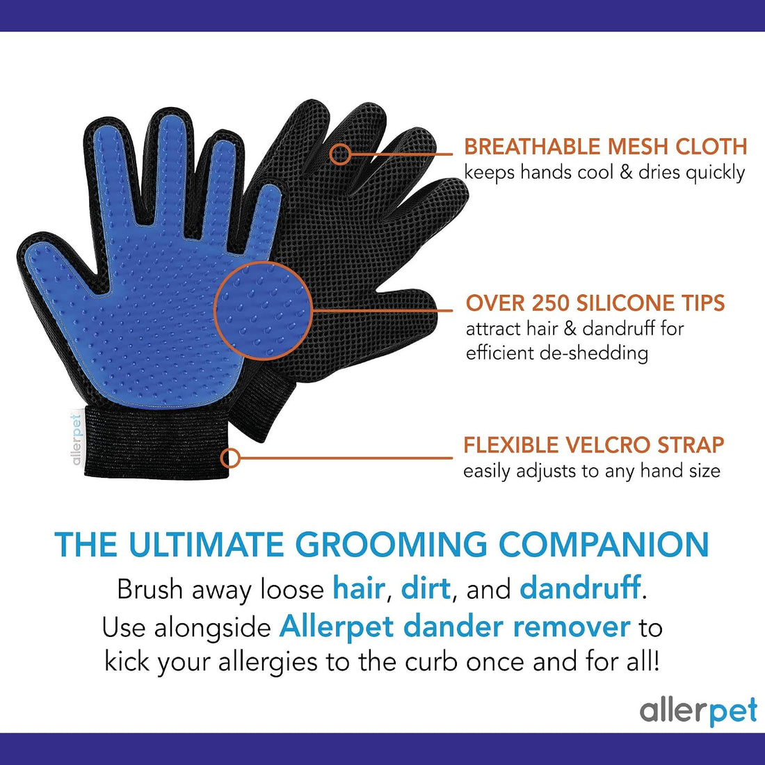 Allerpet Cat Dander Remover w/Free Pair of Grooming Gloves and Mitt