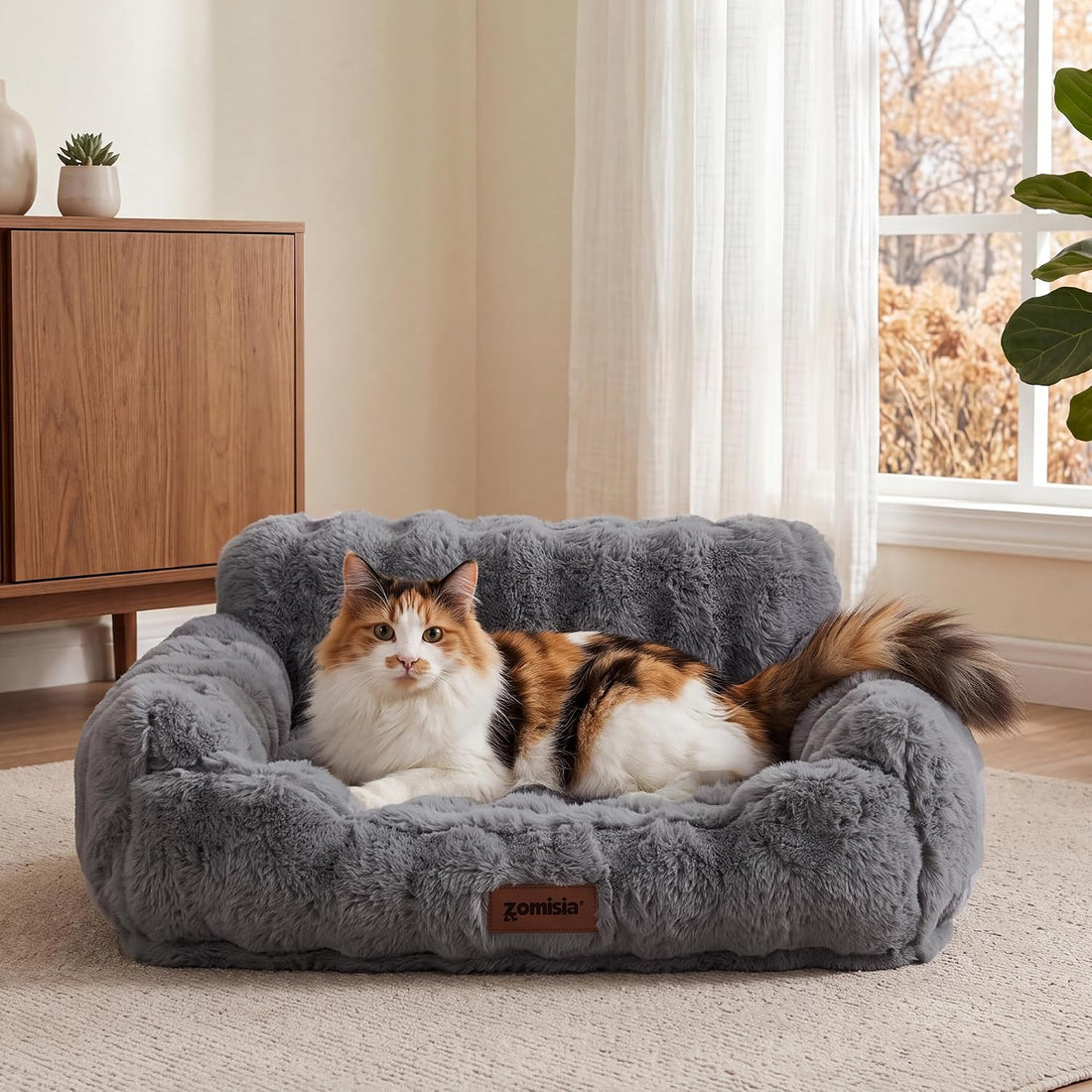 ZOMISIA Orthopedic Cat Couch Bed for Indoor Cats