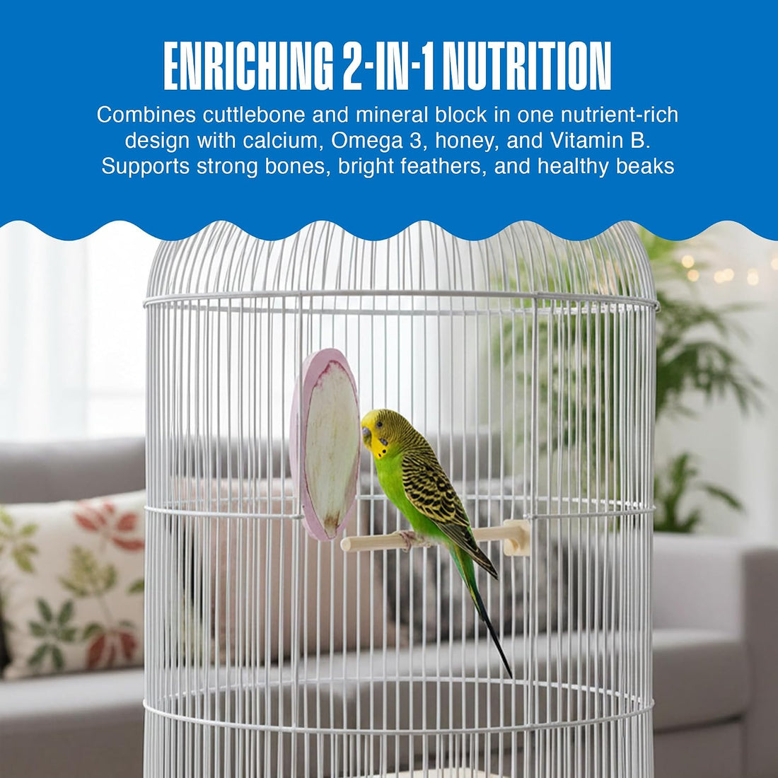 Penn-Plax Bird-Life 2-in-1 E-Cuttlebone & Mineral Block