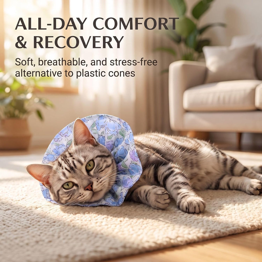 Soft Cat Recovery Collar, Adjustable Pet Cone Alternative for Cats