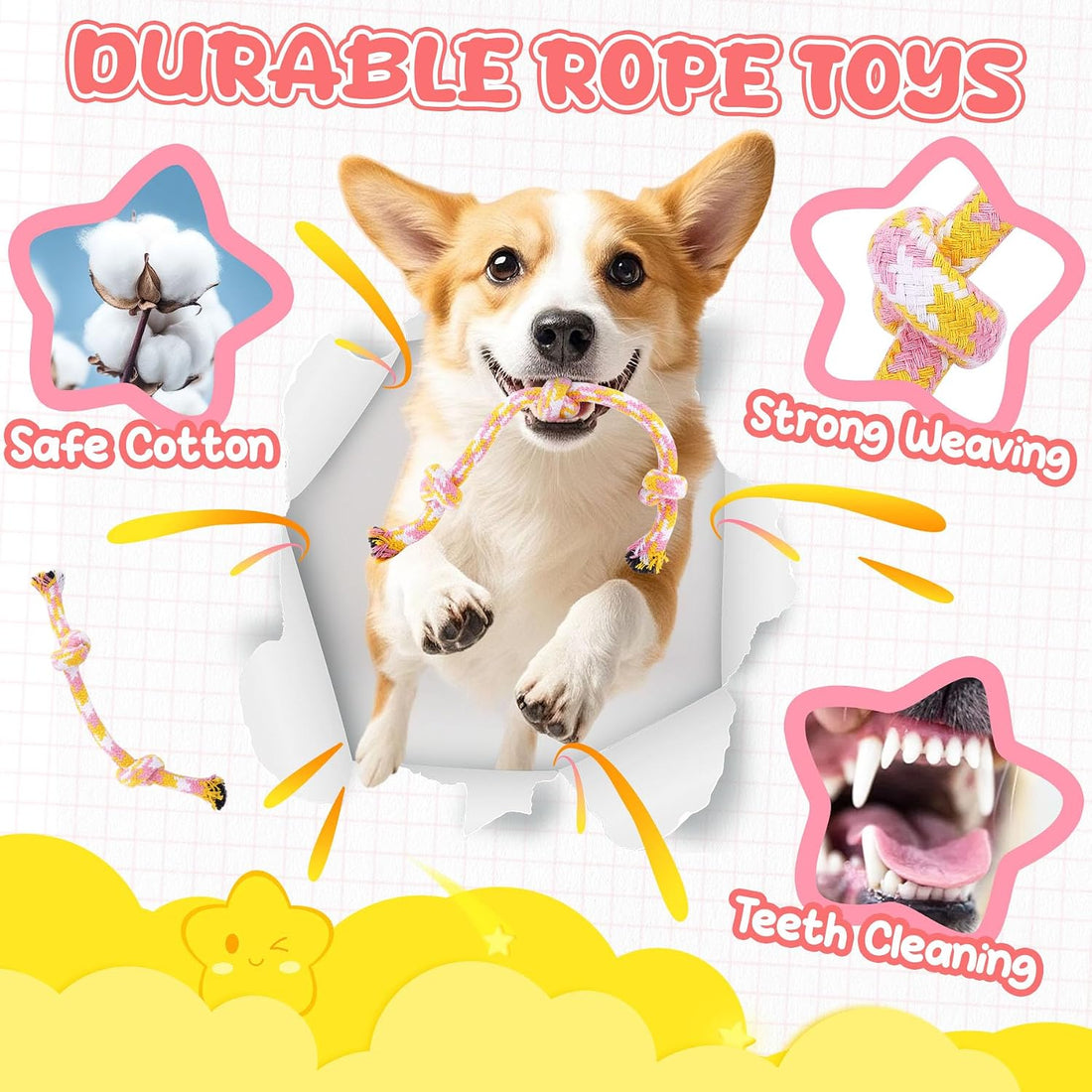 XIUGOAL Pink Puppy Toys - 9 Pack Puppy Chew Toys for Teething