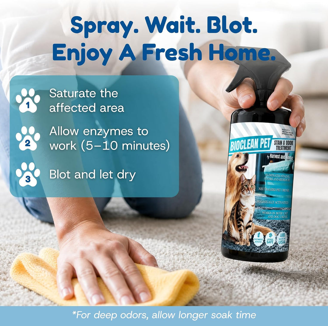 Bioclean Pet Carpet Cleaner & Deodorizer – Eliminates Pet Urine Smell