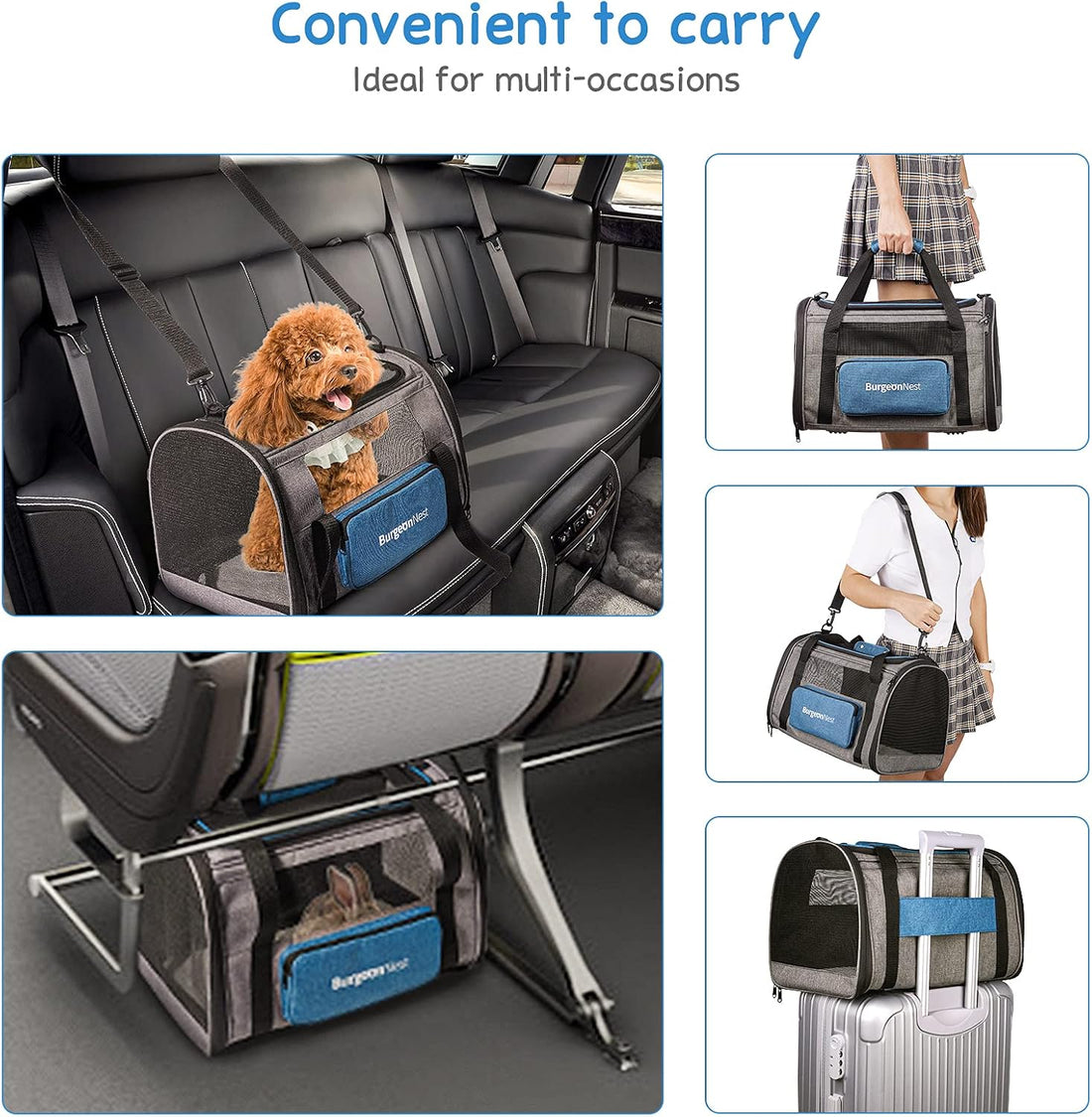 BurgeonNest Cat Carrier for Large Cats 20 lbs,Medium Pet Under 20
