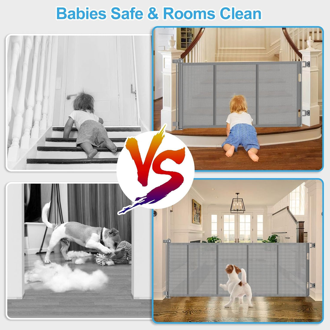 Upgrade 120 inch Retractable Baby Gates