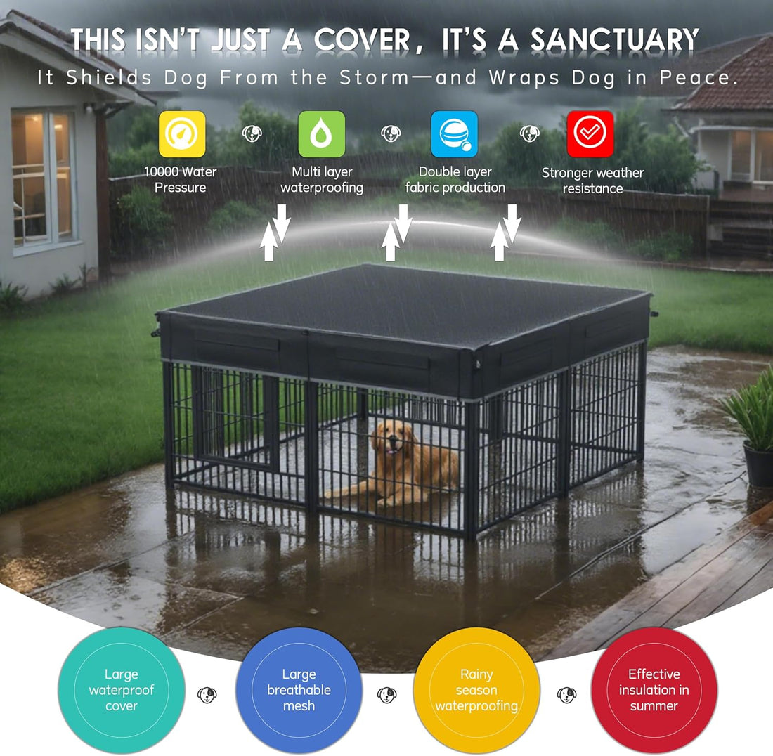 Dog Playpen Cover Reinforced with Waterproof Sunshade Curtain