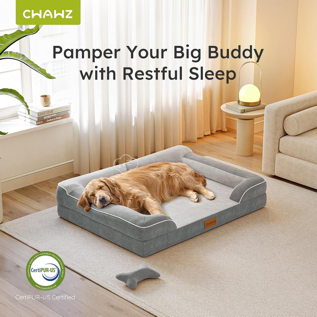CWAWZ Extra Large Dog Bed, Orthopedic Dog Bed with Cooling Gel Memory