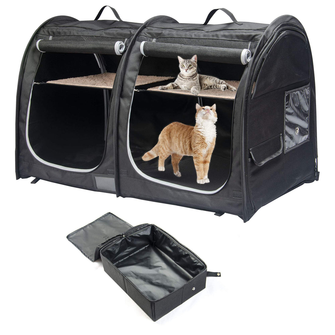 Mispace Portable Twin Compartment Show House Cat Cage Condo,Comfy