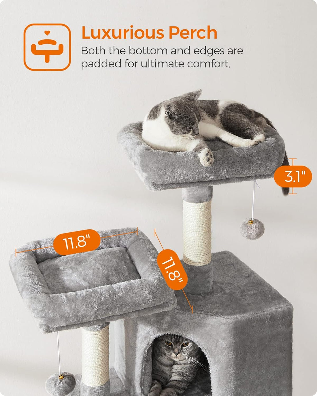 Feandrea Cat Tree, 45.3-Inch Cat Tower
