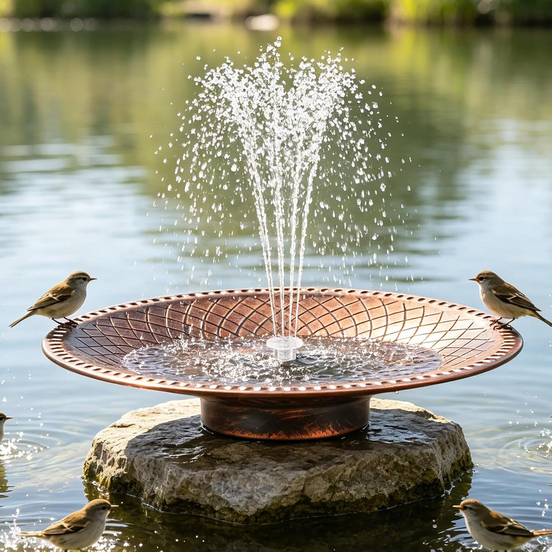 19.6" Large Bird Bath with Solar Fountain