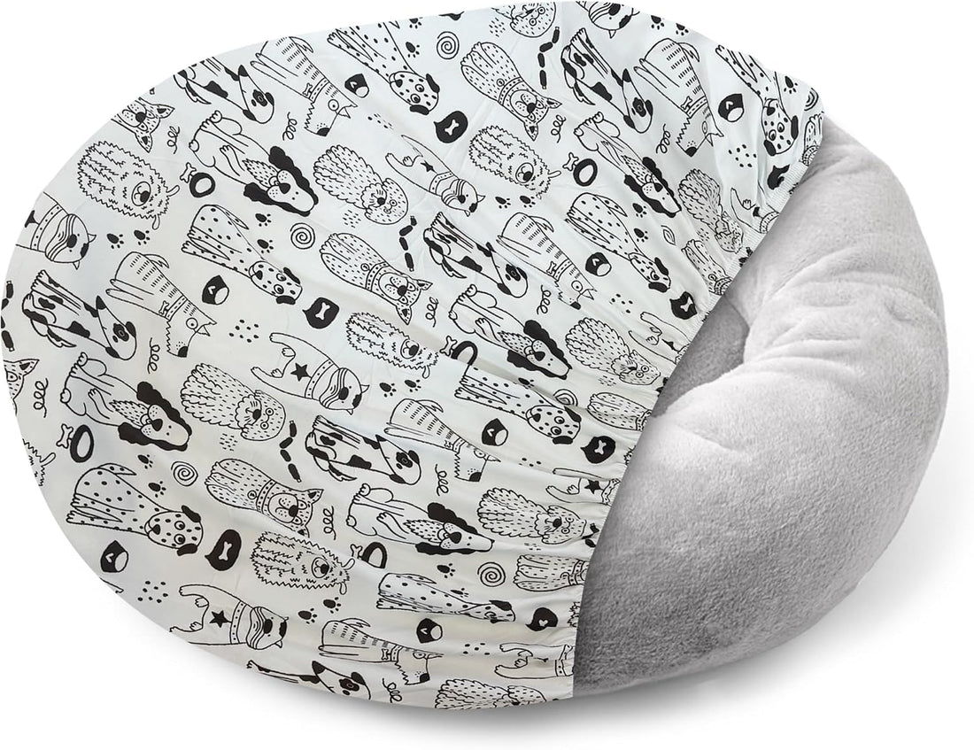 Round Dog Bed Covers Replacement Washable, Dog Bed Washable Cover
