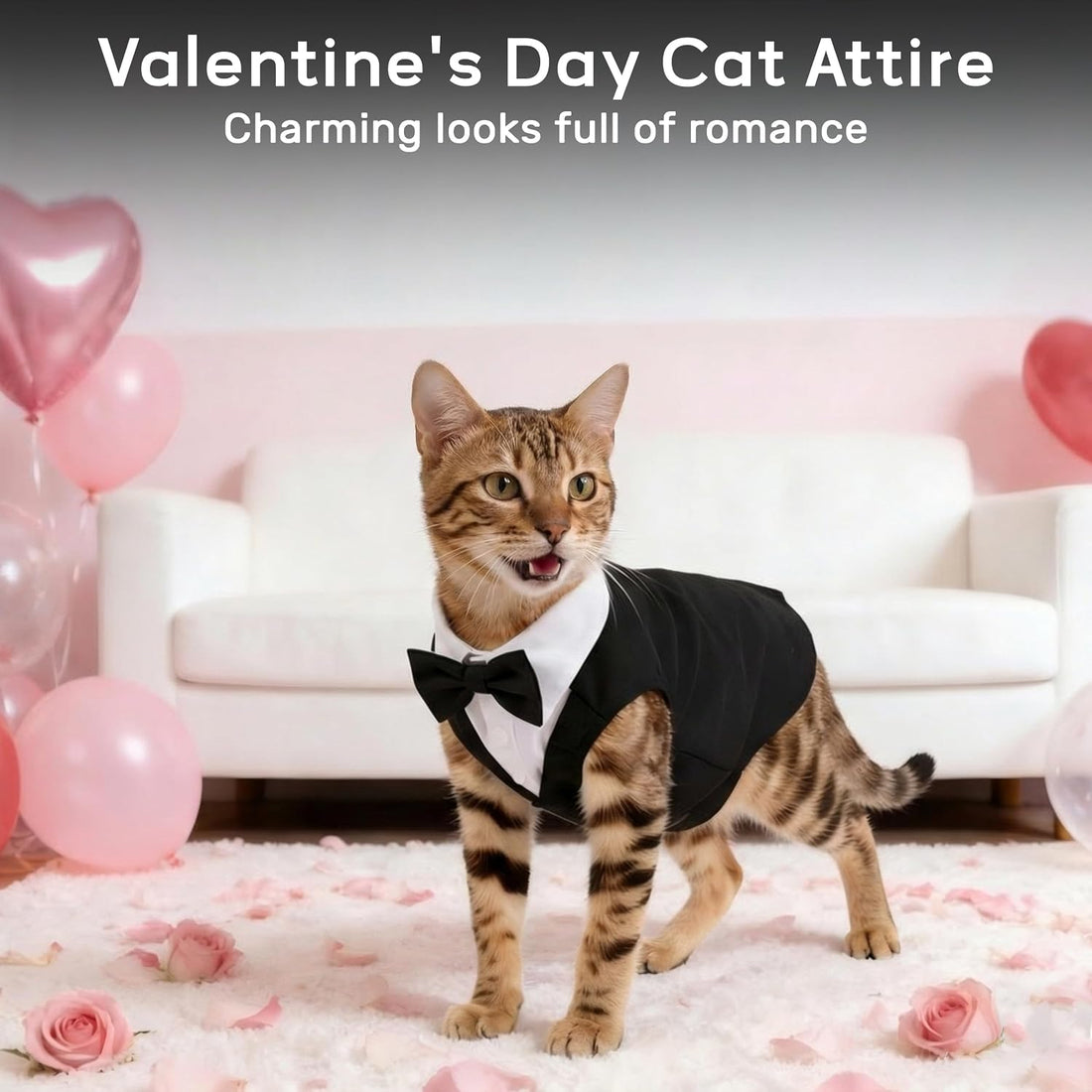 PUMYPOREITY Cat Tuxedo Suit Formal Wear with Bow Tie