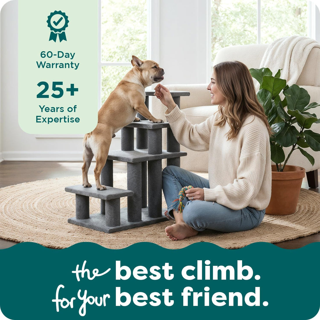 Furhaven Steady Paws Multi-Step Pet Stairs for High Beds & Sofas