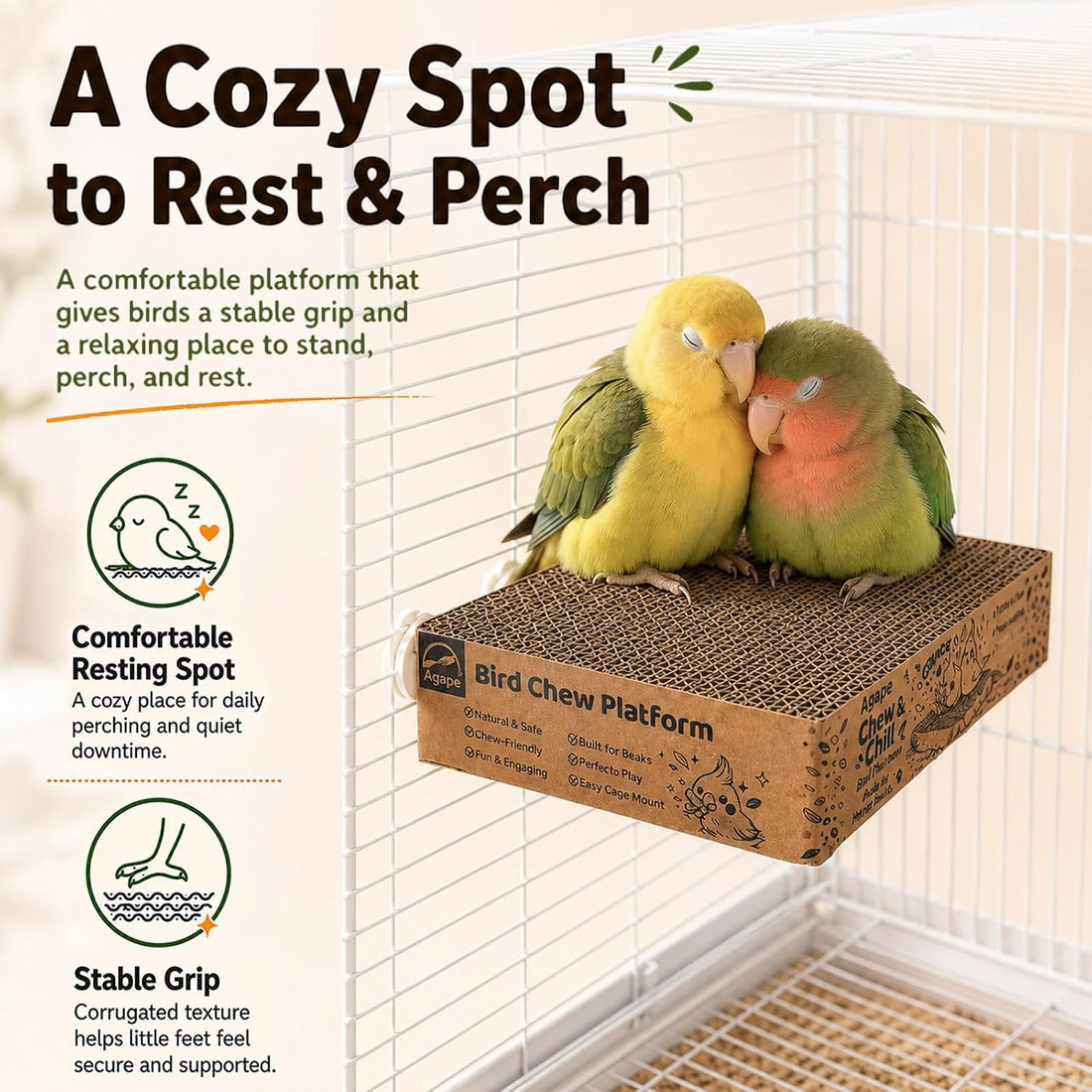 Agape Parrot Chew Toy, Shreddable Cardboard Bird Platform