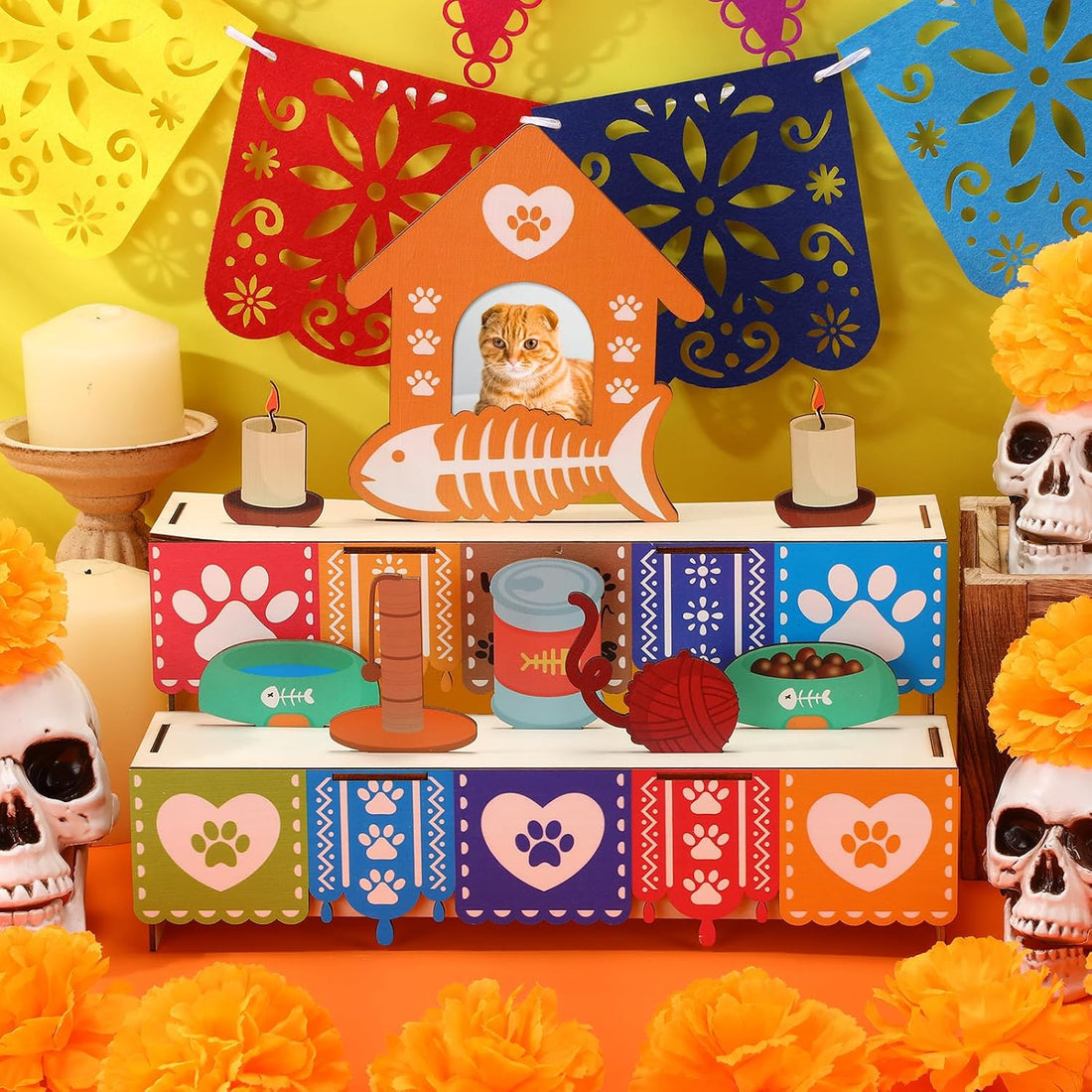Leinuosen Dia De Los Muertos Ofrenda Altar for Cat Day of The Dead