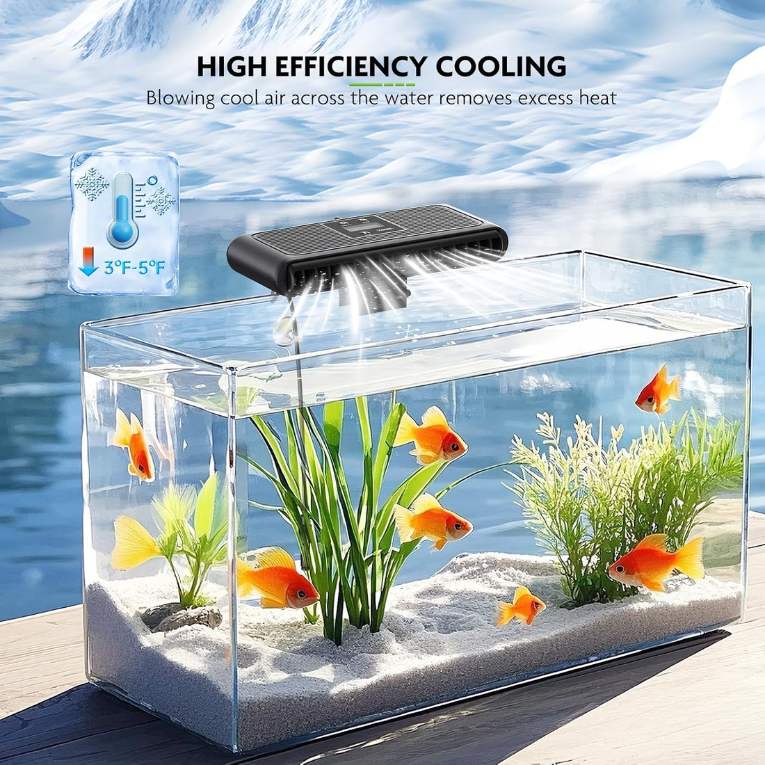 PAIZOO Aquarium Chiller Fan, Auto Temp Control Water Cooler with Temp