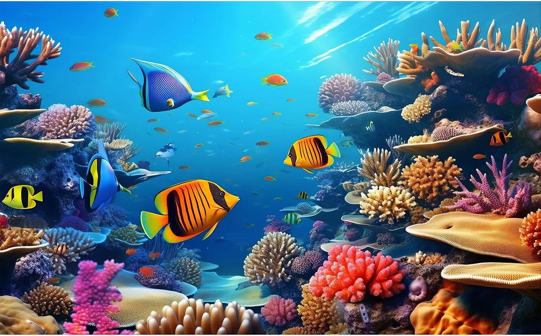 Underwater Aquarium Background Coral Reef Tropical Fish Terrarium