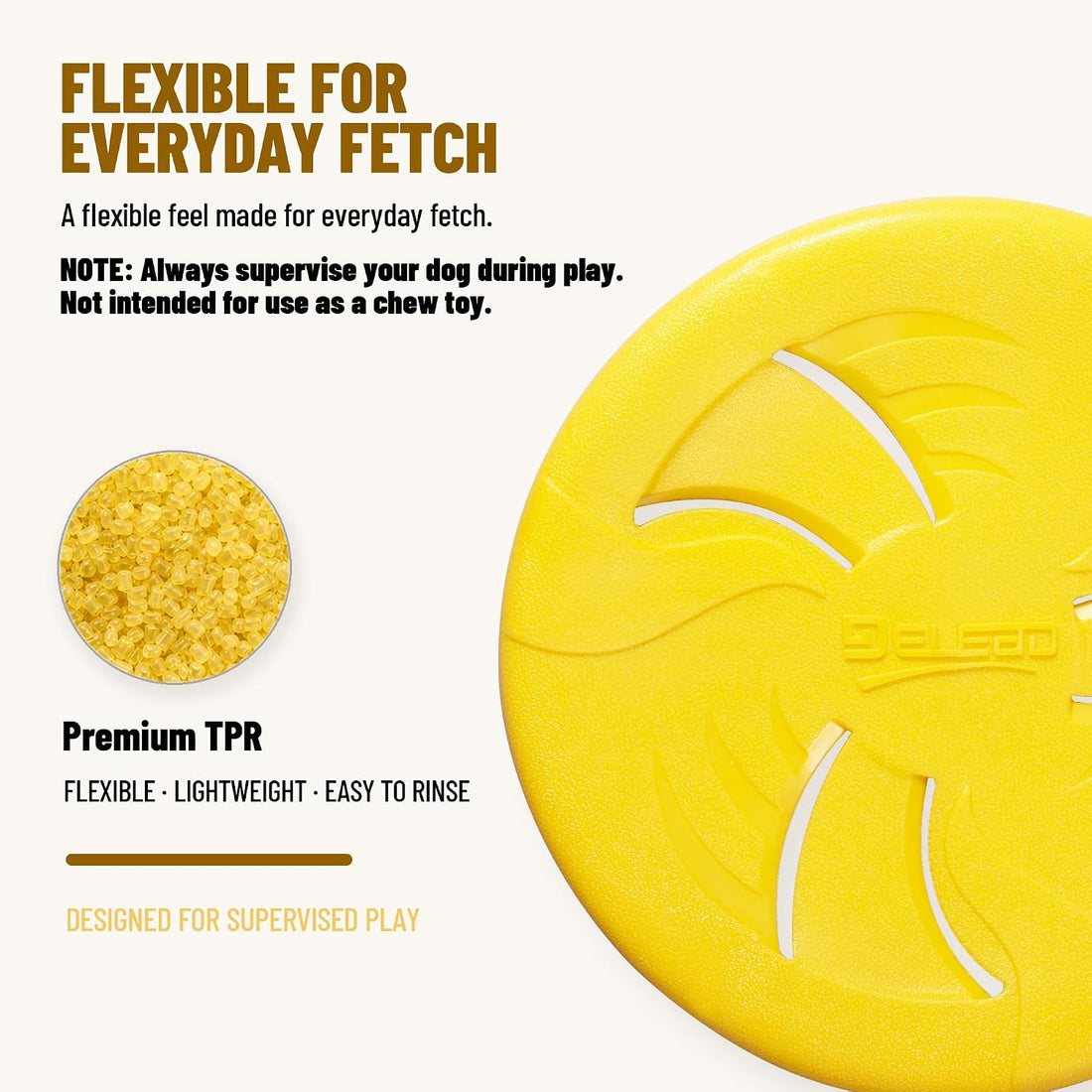 Dog Flying Disc, Flexible TPR Dog Fetch Toy, 9.06 inch