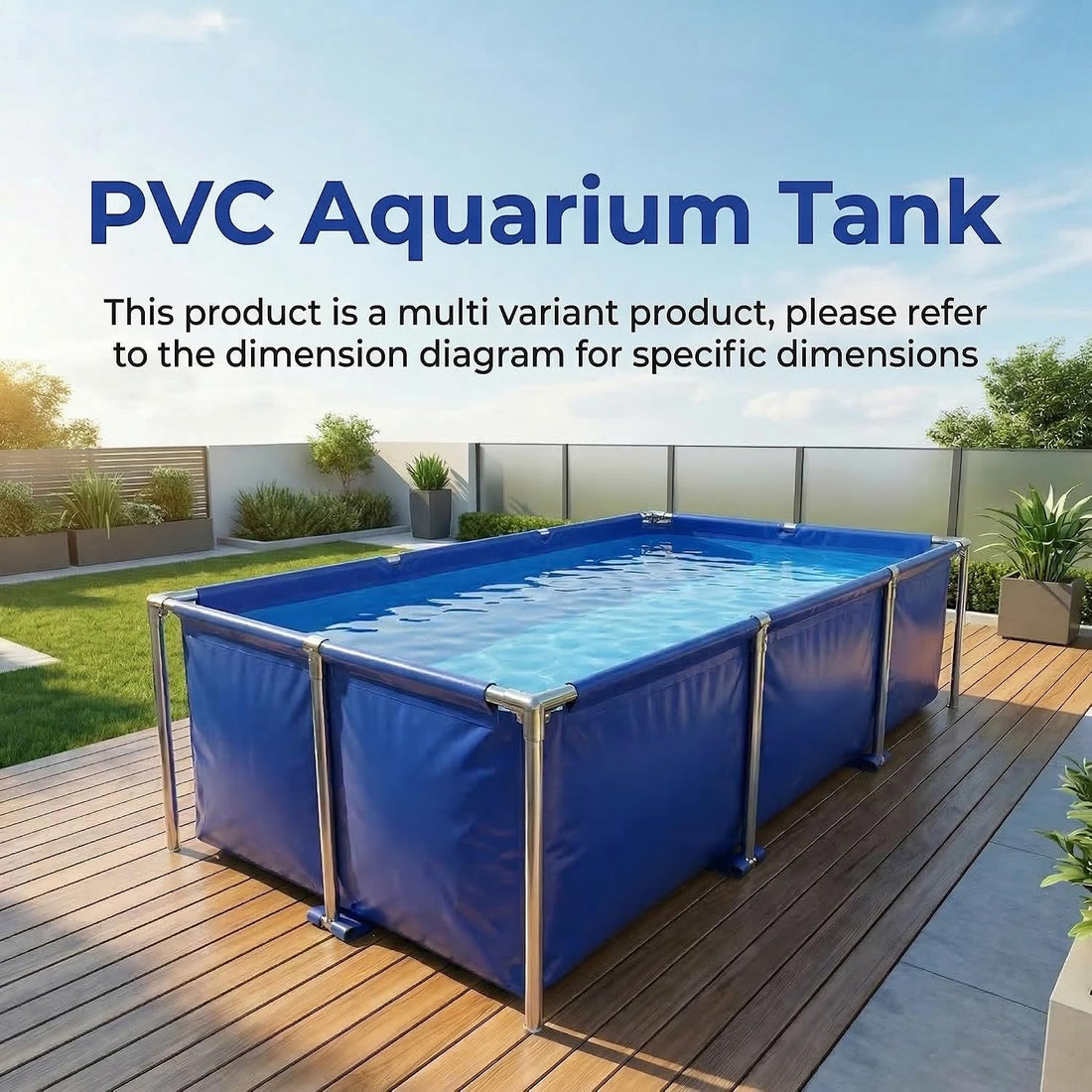 128 Gal Canvas Fish Pond, Above Ground Koi Fish Tank with Steel Frame