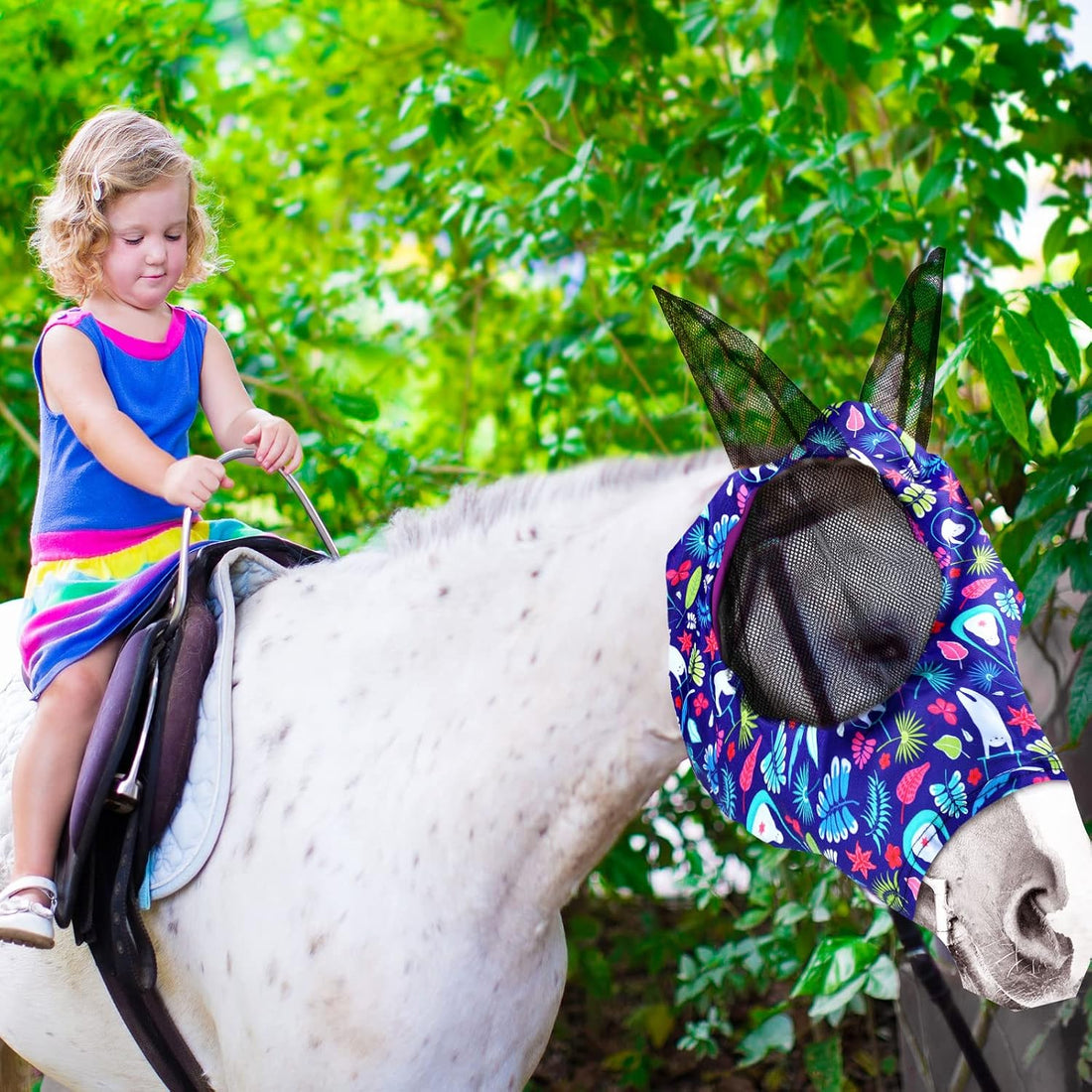 Weewooday 2 Pieces Horse Fly Masks for Horses Soft Fly Masks for Ears