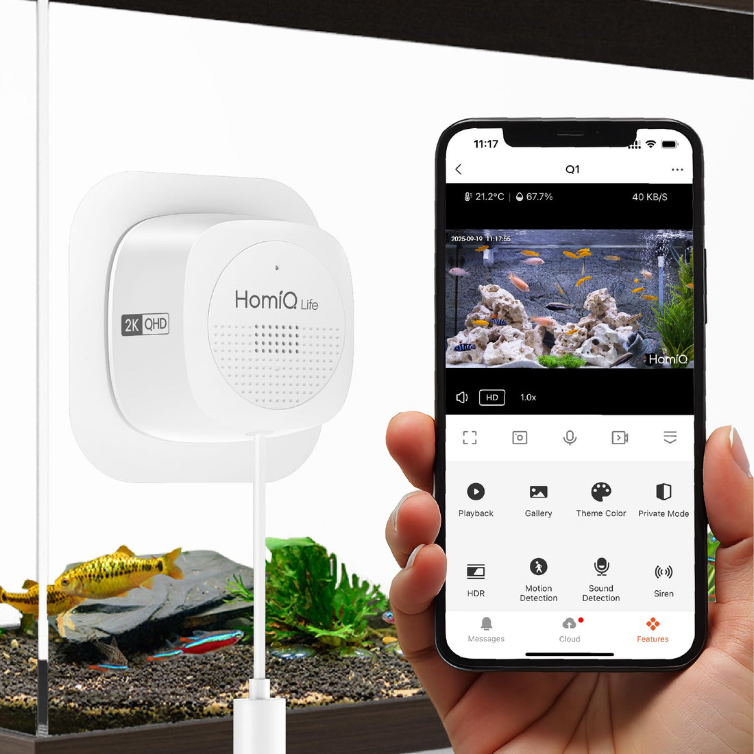 HOMIQ LIFE 3MP 2K Aquarium & Terrarium Pet Camera.Install