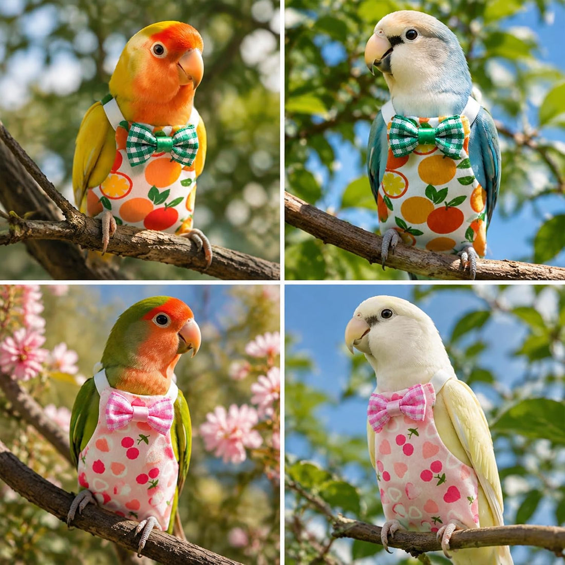 2Pcs Bird Diaper Reusable with 50 Pads
