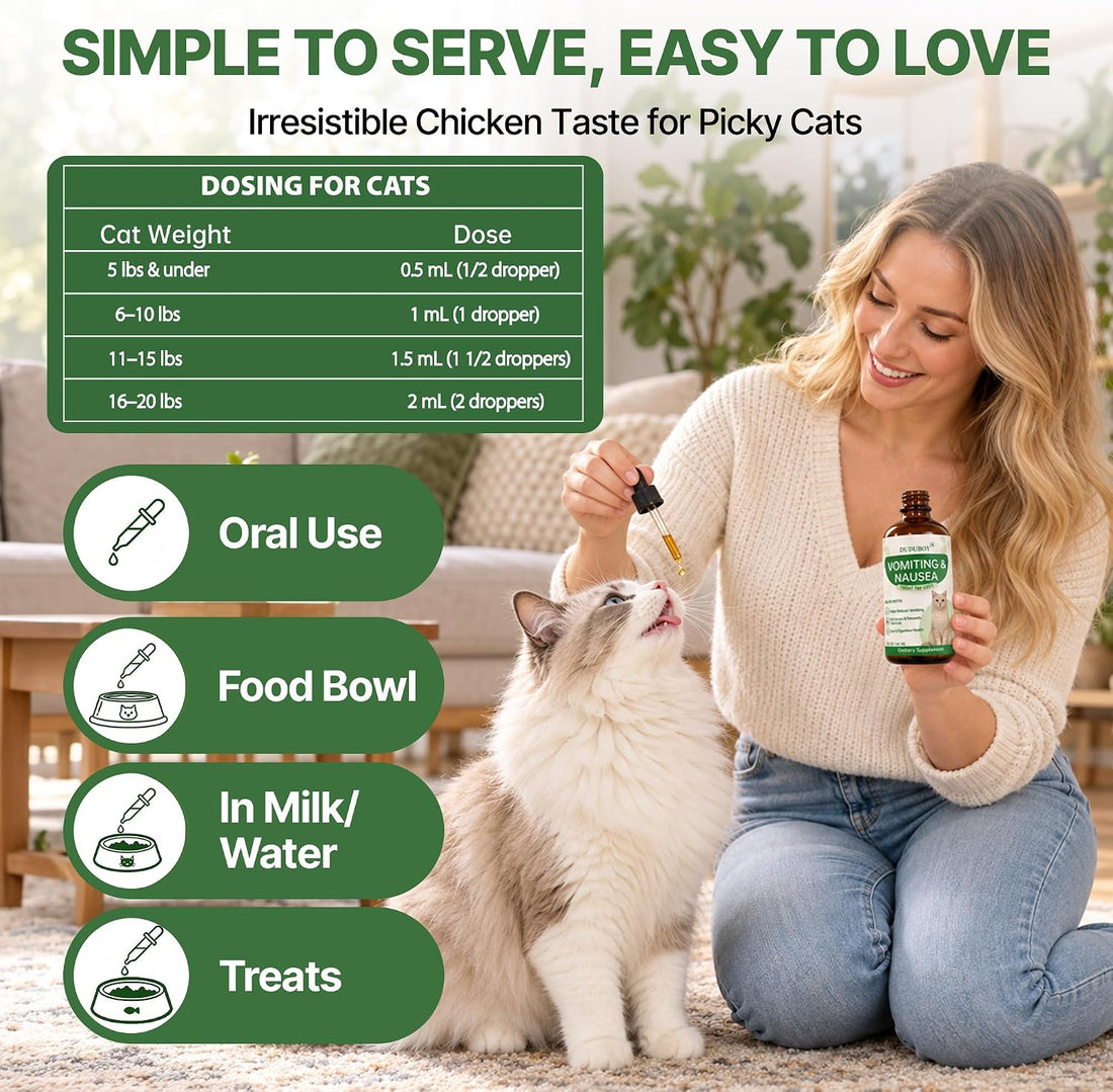 Vomit Remedy & Anti Nausea for Cats,with Probiotics&Herbs for Upset