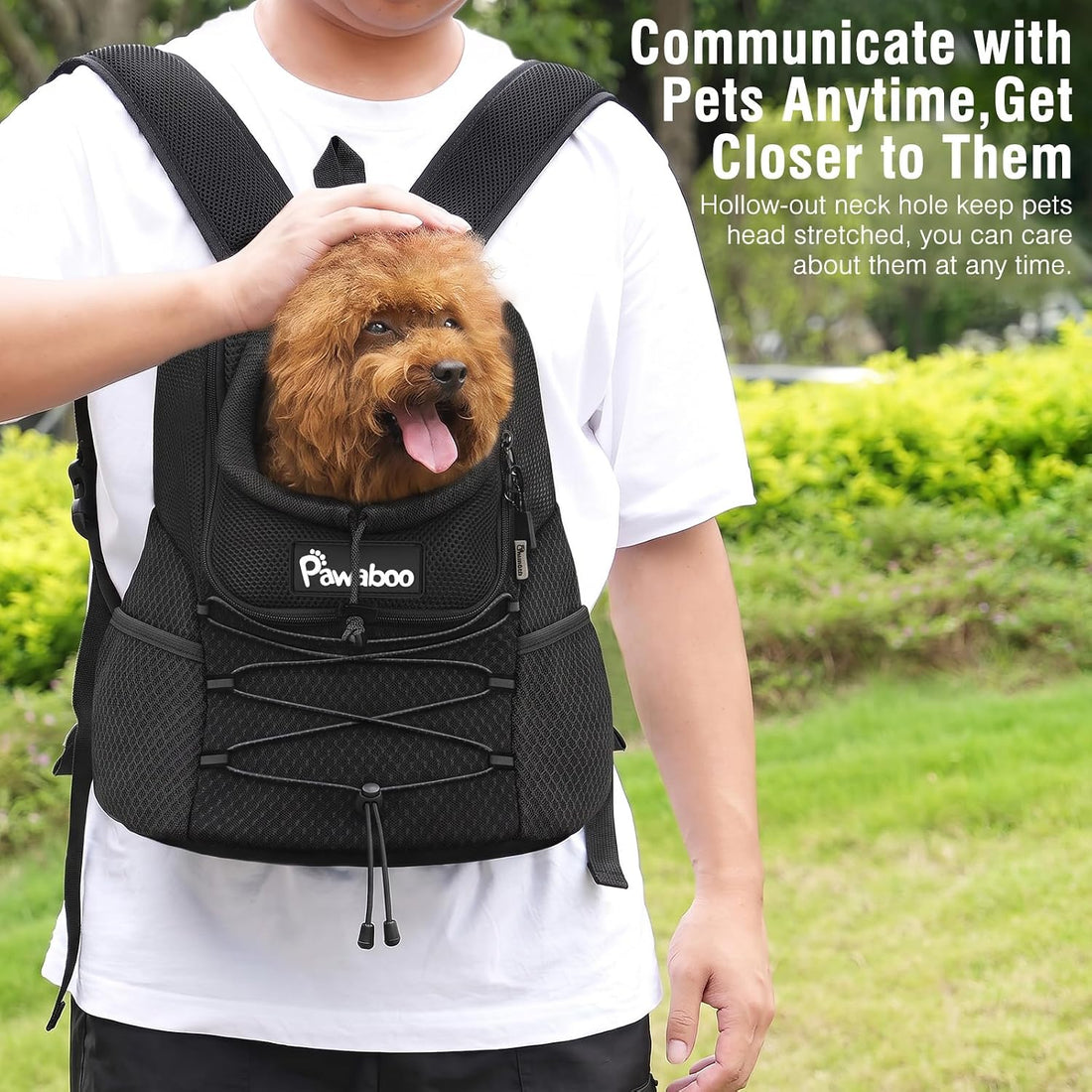 Pawaboo Pet Dog Front Carrier Backpack,Black,S