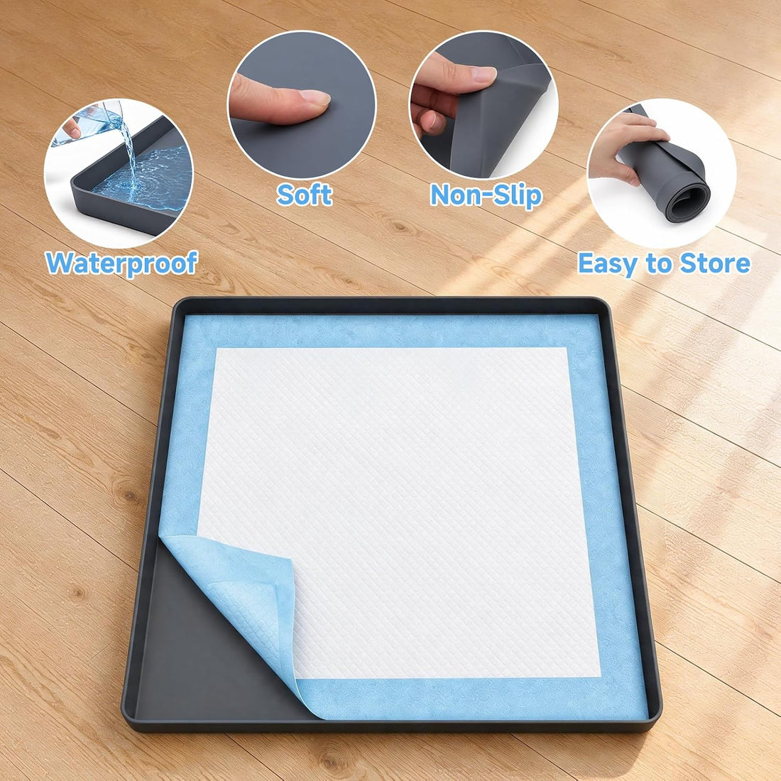 Dog Pee Pad Holder for 24 x 24 Training Pads, Leak-Proof Tray