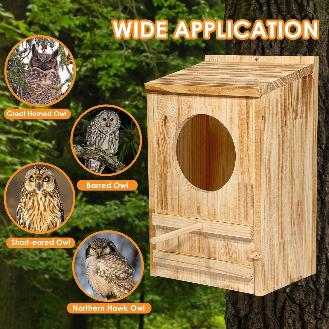 Large Great Horned Owl House,23''x 14''x 10''Barn Owl Box for Outside