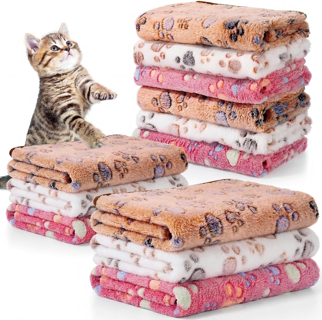Tegeme 12 Pcs Puppy Blanket for Litter Dog Cat