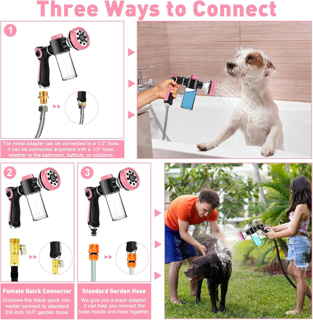 Dog Shower Attachment with 6.6FT Shower Hose