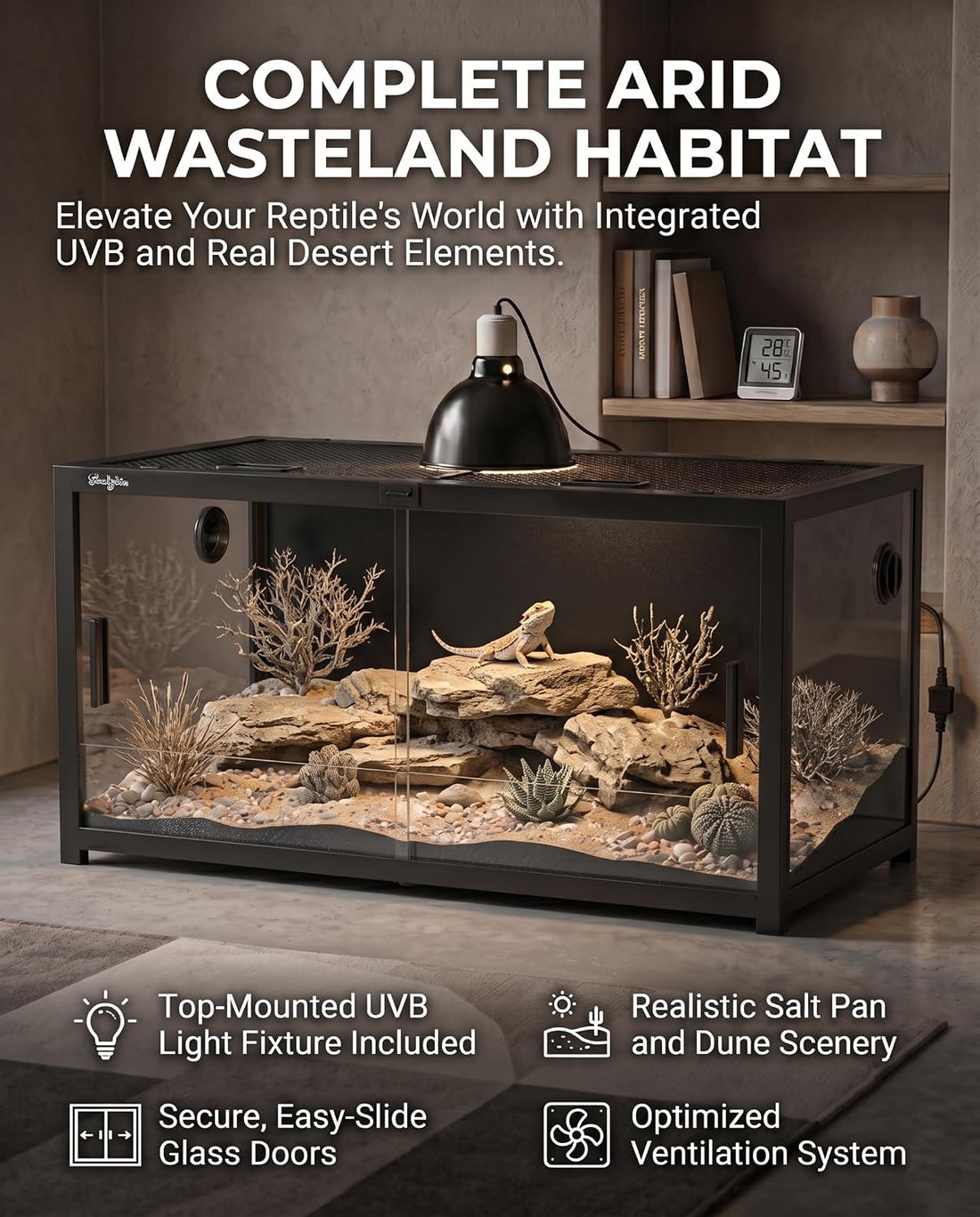 68 Gallon Reptile Tank, Reptile Enclosure Front Sliding Door
