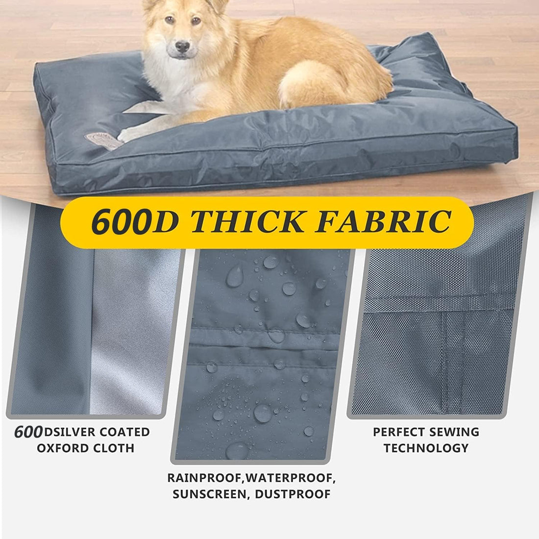 Dog Bed Covers 36L × 27W × 3H Inch Washable Grey Thickened Waterproof