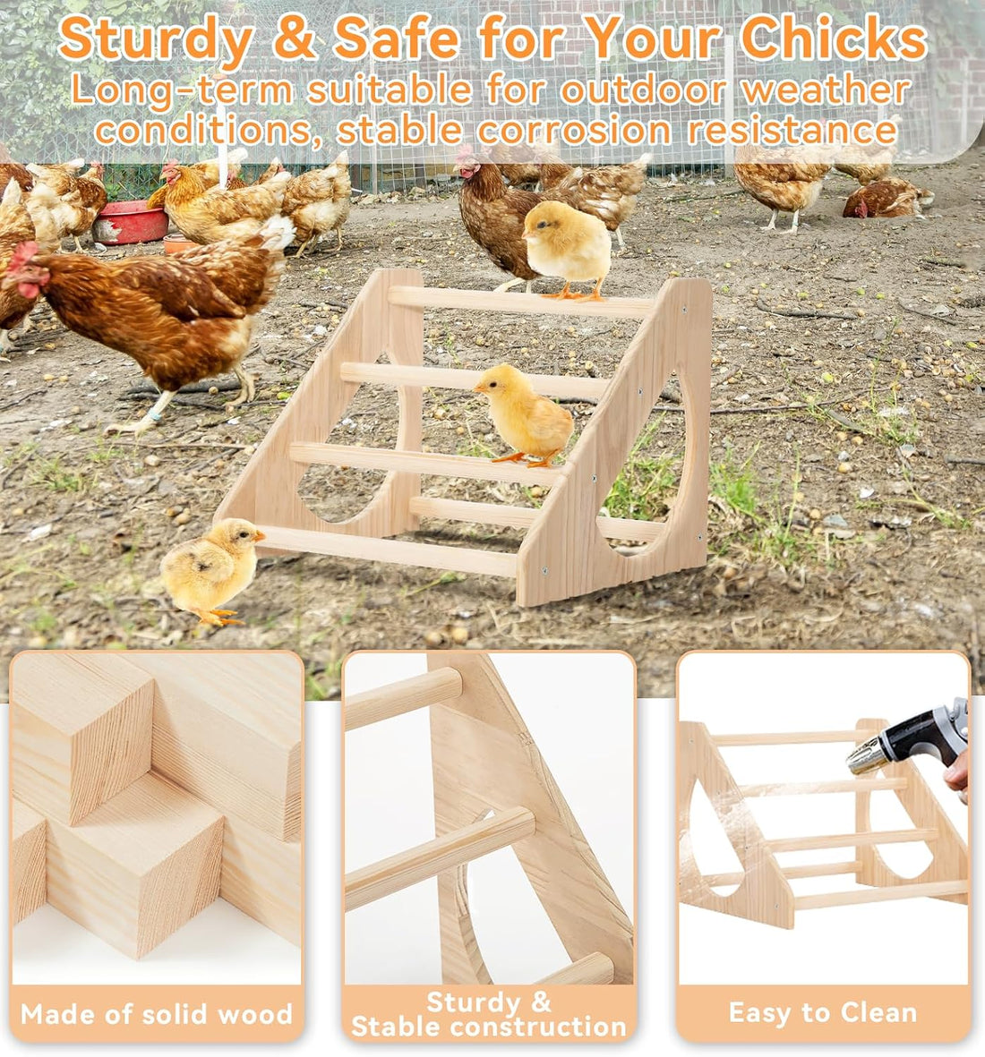 PETSFIT Baby Chick Roosting Bar, Anti-Rotation, Solid Wood