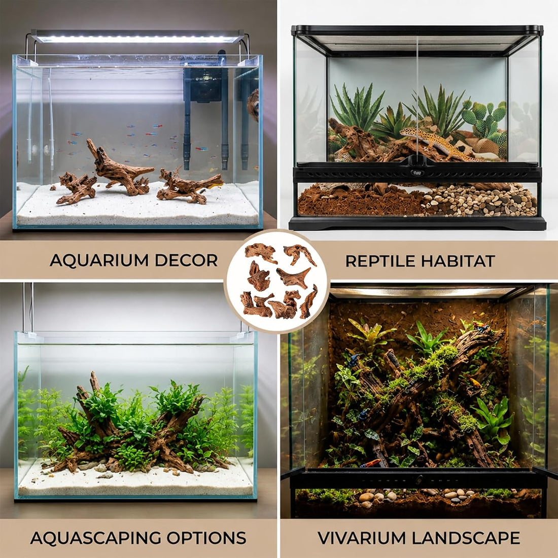 7PCS Driftwood for Aquarium, Wood Decor for Aquascaping