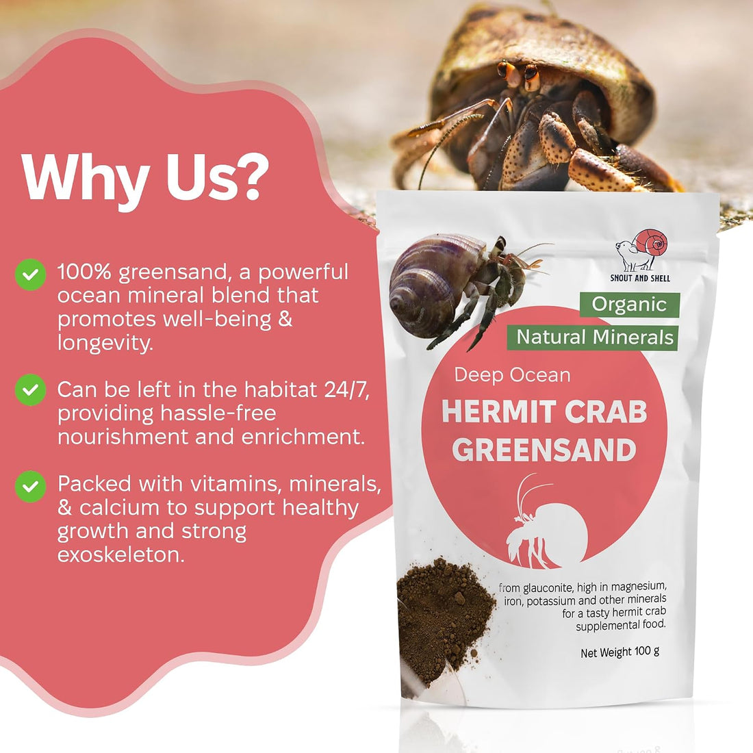 Hermit Crab Greensand – Calcium and Trace Mineral Molting Support