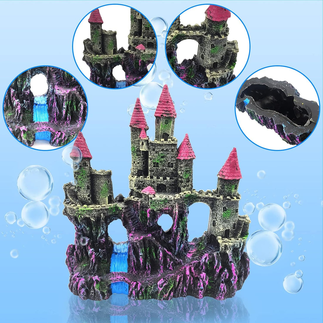 PINVNBY Aquarium Resin Castle Decoration,Fish Tank Driftwood Castle