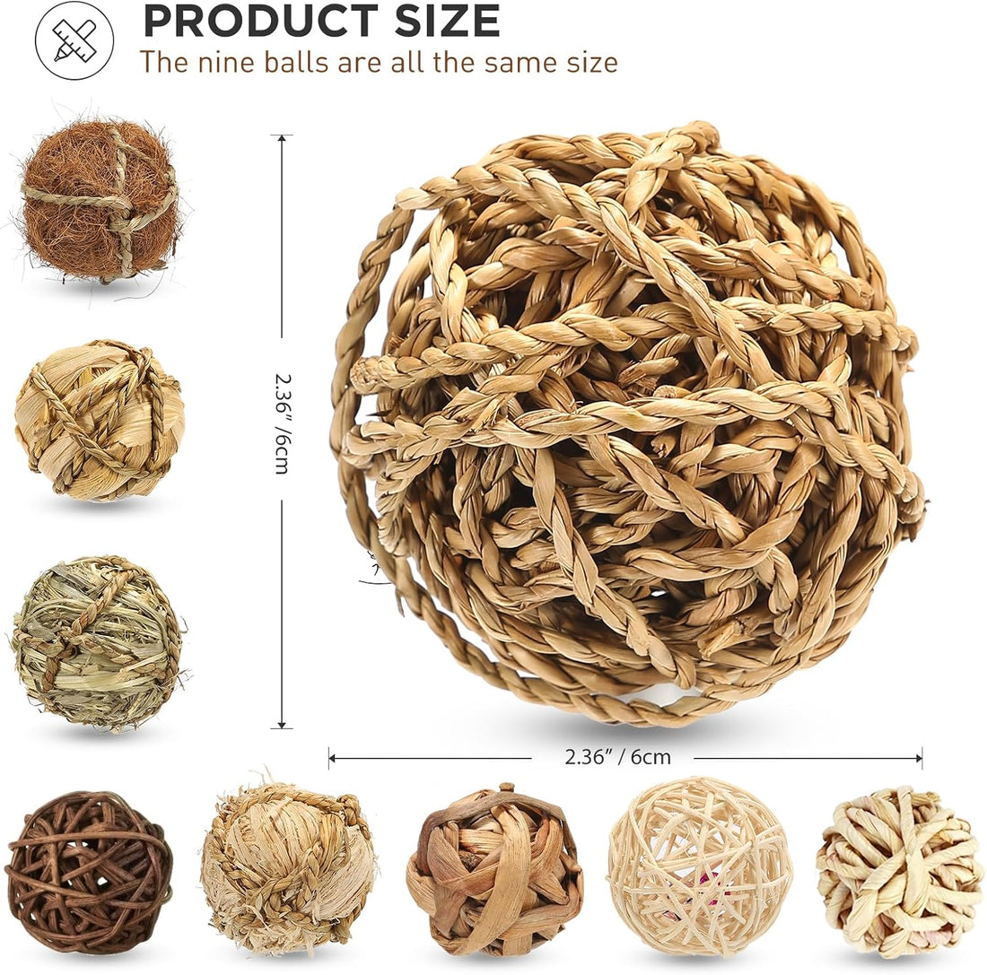 9PCS Bunny Chew Grass Balls with Rope