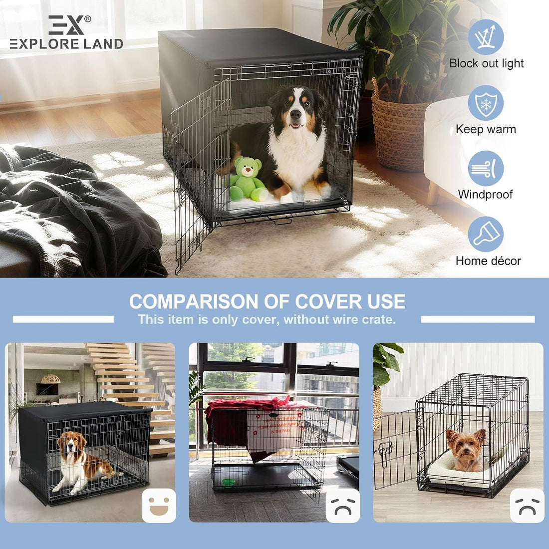 Explore Land Breathable Dog Crate Cover, 18 inches