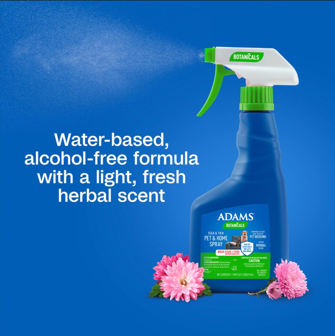 ADAMS Botanicals Flea & Tick Pet & Home Spray, Flea Spray for Dogs
