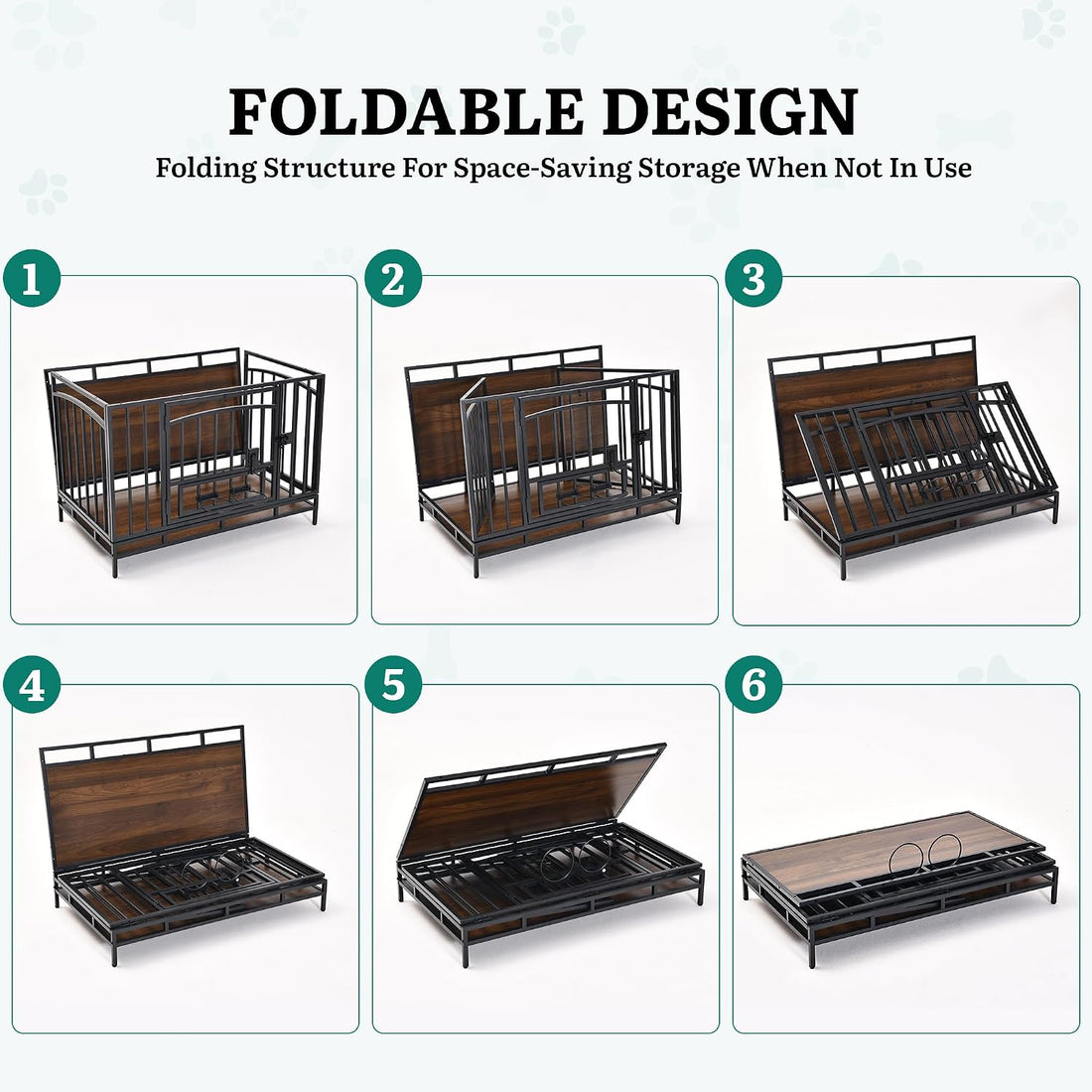 YITAHOME 41.3" Foldable Dog Crate Furniture with 360° Swivel Feeding