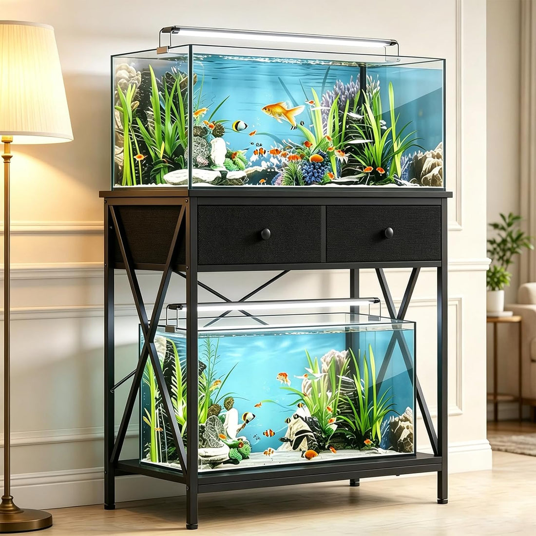 Fish Tank Stand with Drawer,20-29 Gallon Aquarium Stand Easy Assemble
