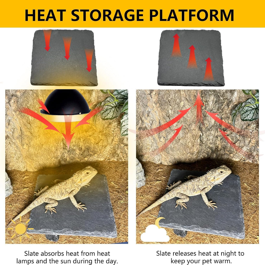 Reptile Basking Platform, 6 x 6 Inches Slate Rock