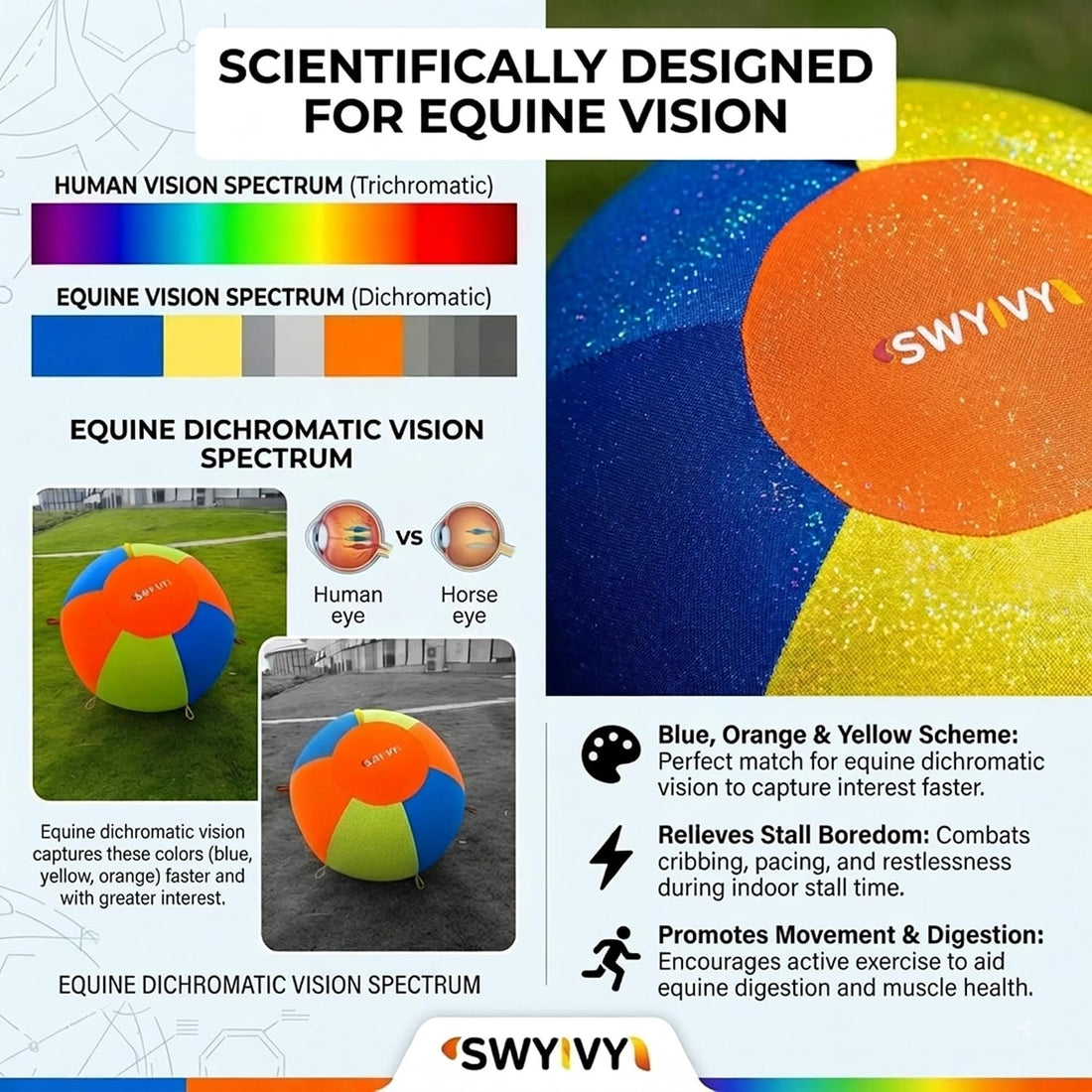 40" Horse Herding Ball with Straps Cover, Giant Pasture Toy