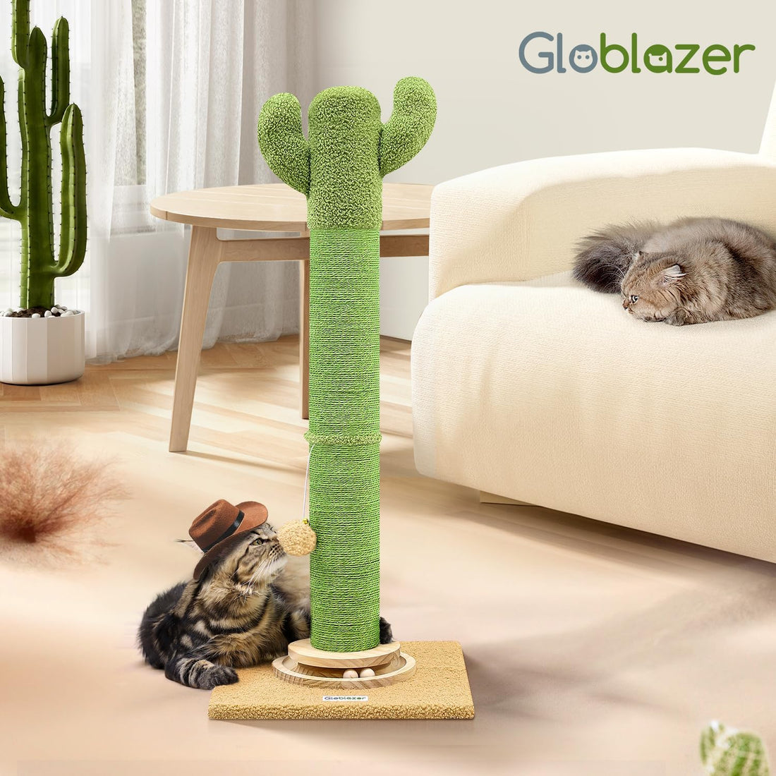 Globlazer Extra Thick Cactus Scratching Posts for Indoor Large Cats