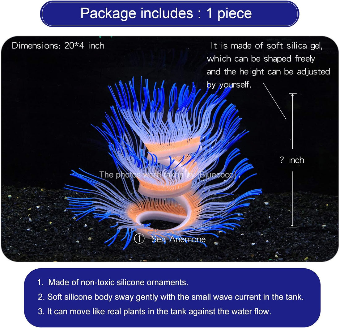 Soft Silicone Glow-in-Dark Anemone with Natural Water Motion