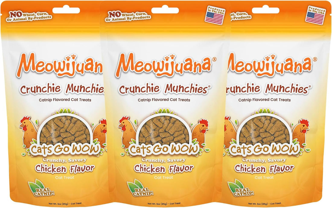 Meowijuana Crunchie Munchie Treats, Salmon Seafood & Chicken 3-Pack