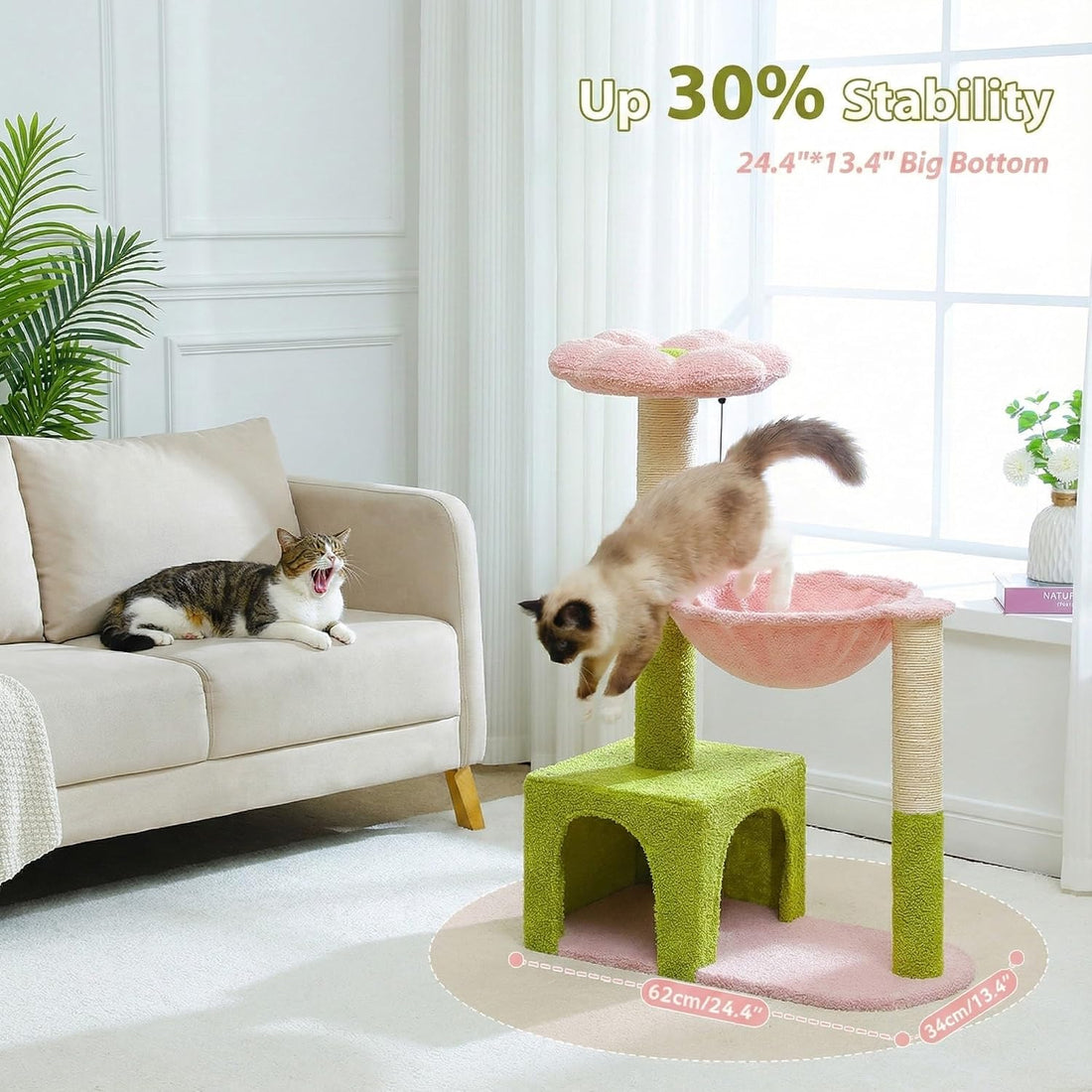 MUTTROS Flower Cat Tree with Large Metal Frame Hammock