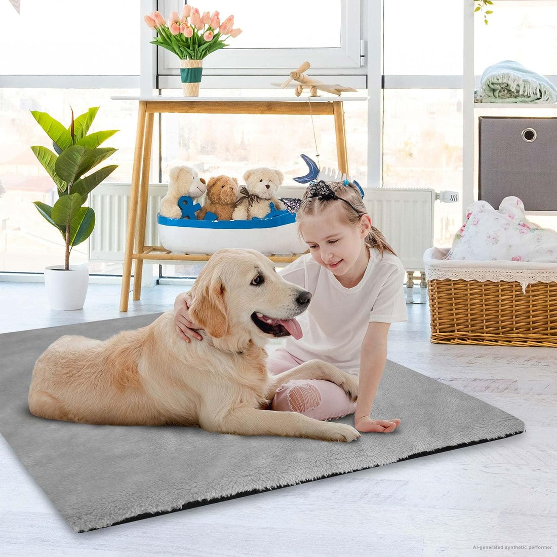 Explore Land Dog Crate Pan Cover with Fluffy Top and Waterproof TPU